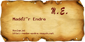 Madár Endre névjegykártya